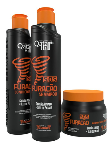 Kit Manutenção S.o.s Furacão Qatar Hair 3x300ml