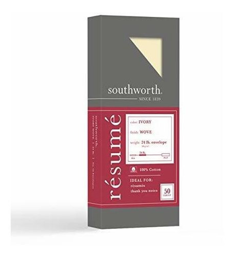 Southworth 100% Cotton Resume # 10 Sobres, 4.125 X 9.5, 24