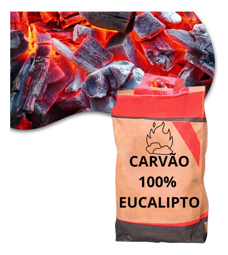 Carvão Vegetal Churrasco Eucalipto 100% Ecologico 10kg