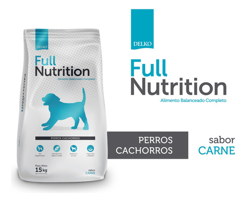 Alimento Para Mascotas Perros Cachorros Delko Full Nutrition Completo 15kg - Balanceado Completo - Sabor Carne - 