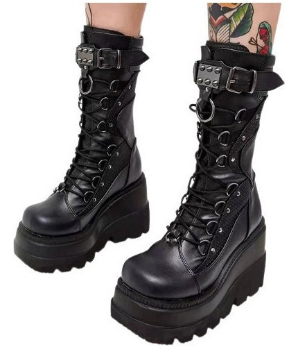 Botas Plataforma Goticas Driver Boots Con Tachuelas Punk Mod