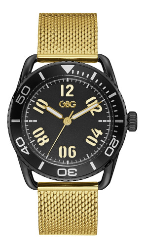 Reloj Guess Hombre G By Guess Negro Casual G11955g1 Color de la correa Dorado