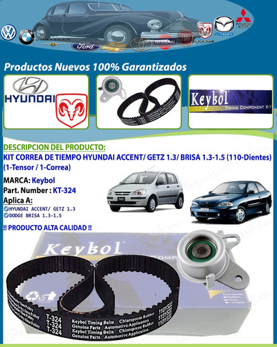 Kit Correa Tiempo Hyundai Accent Getz 1.3 Brisa -110 Dientes
