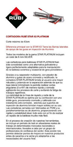Imagen 2 de 8 de Cortadora De Cerámicas Rubi Star 63 Platinum Nuevo Modelo