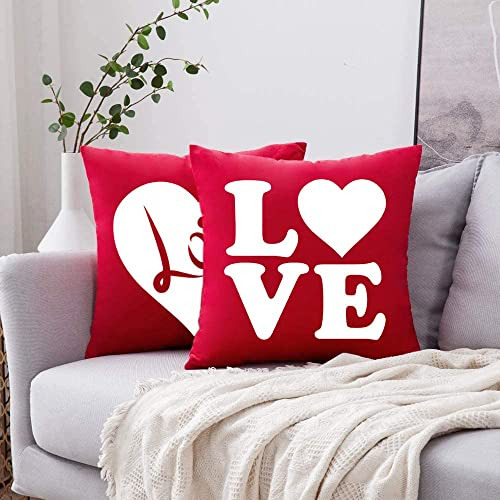 Fundas De Almohada Día De San Valentín De 18x18 Pulga...