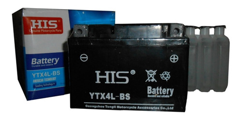 Imagen 1 de 1 de Bateria Para Moto Ytx4l-bs His
