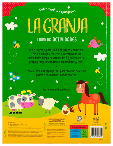Calcomanias esponjosas: La granja: Libro de actividades con Calcomanías esponjosas 3D: La granja, de Varios autores. Editorial Silver Dolphin (en español), tapa blanda en español, 2022