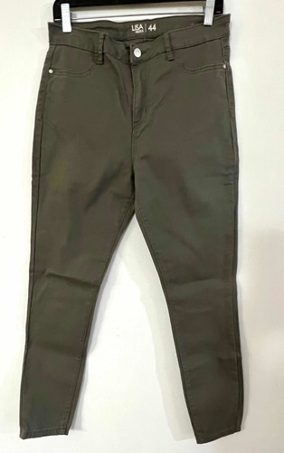 Pantalón Elasticado Marca Index Lisa Talla 44 Verde Usado