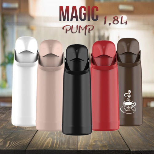 Garrafa Térmica 1,8 Litro Magic Pump Termolar Chá Café Leite Cor Safari