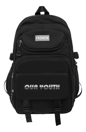 Mochila Versatil Linda Reforçada Espaçosa Grande Cor Preto Desenho Do Tecido Liso