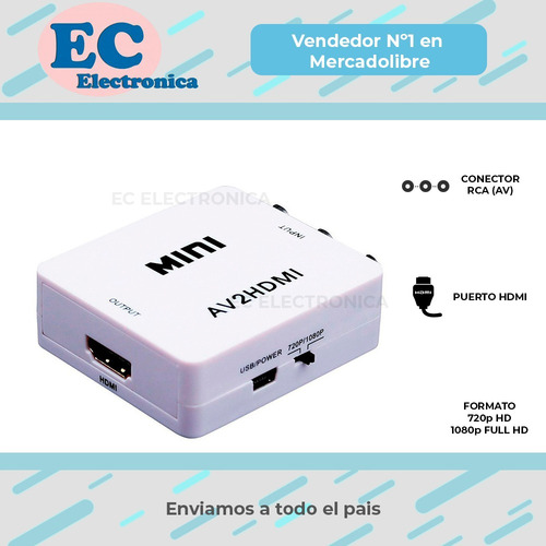 Convertidor Av A Hdmi Full Hd 1080p Adaptador Television Activo * Ideal Aparatos Viejos * Garantia
