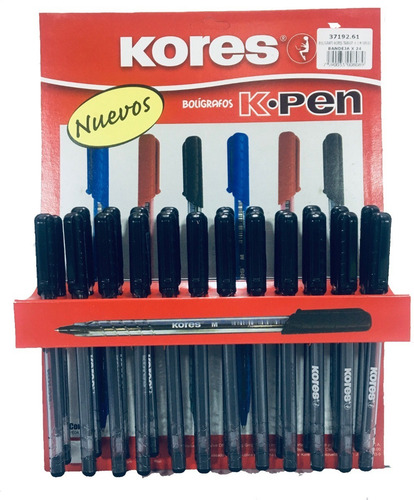 Lapiceros Bolígrafos Kores Blister 48 Unid Negros Con Iva