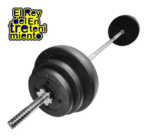 Set 2 Mancuernas Macizas + Barra 1.5m + 20 Kg Pesas - El Rey