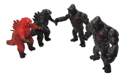 Figuras Godzilla Vs King Kong 4pzs Red Fury Articulables En