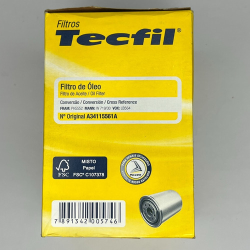 Imagen 2 de 3 de Filtro Aceite W719/30 Filtec Psl564 Audi Skoda Volkswagen