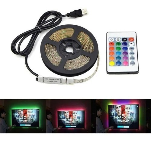 Tira Led Rgb Usb 2 Metros Para Smart Tv Y Otros 