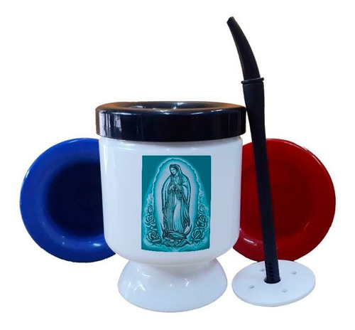 Mate Plastico Virgen De Guadalupe Turquesa Religion