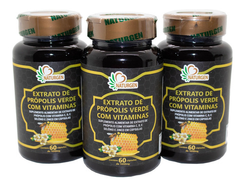 Propolis Verde Vitamina C Selenio Zinco Imunidade 3 Potes