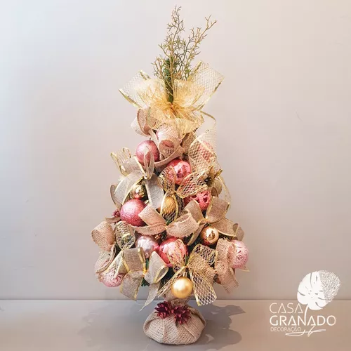 Árvore De Natal Decorada Dourada 60cm - Art Home Decoração