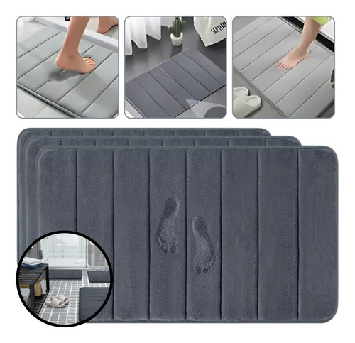 3 Tapete Soft Banheiro Antiderrapante 40x60cm Macio Conforto