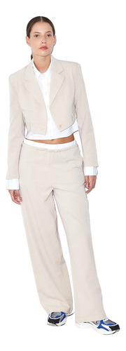 Blazer Crop Para Mujer Con Cintura Pantalonera - Mirona