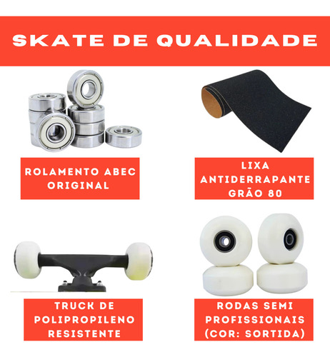 Skate Iniciante Completo Skat Menino Esqueite Menina Montado