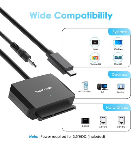 Cable De Disco Duro Sata Usb Typec, Cable Usb C Sata De...