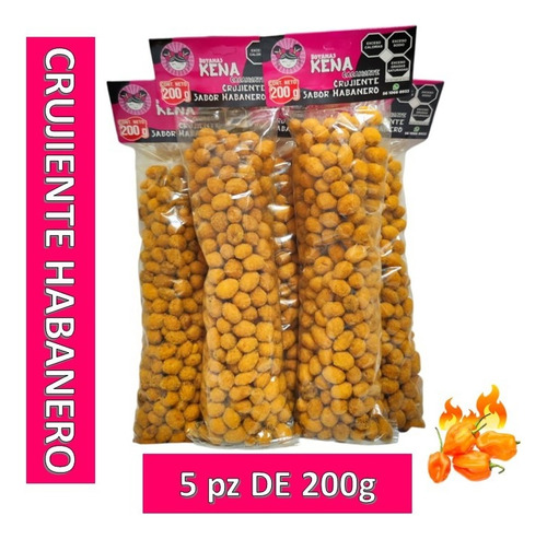 Cacahuate Crujiente Habanero 5 Pz De 200g - Botanas Kena