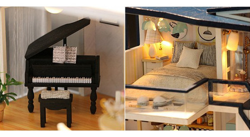 Imagen 5 de 6 de Casa De Muñecas Diy Kit De Madera En Miniatura Con Muebles