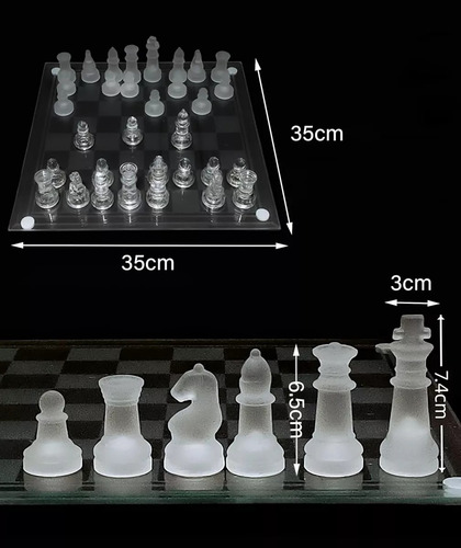 Ajedrez Vidrio 34,5 X 34,5 Cm Glass Chess Cristal Juego Mesa