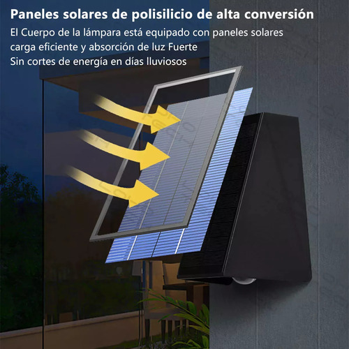 Lamparas De Pared Exterior Focos Led Solar Luz Negro 3focs