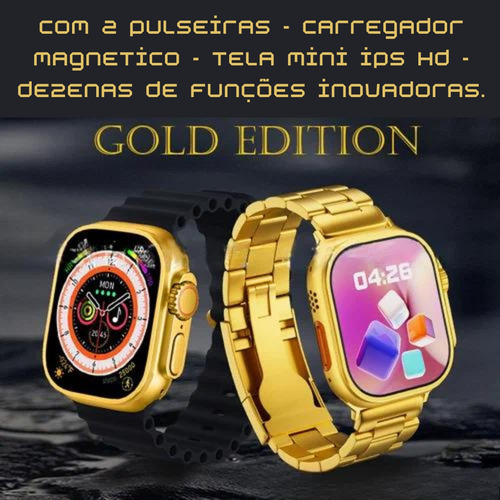 Relógios Smartwatch Feminino Gold Luxo + Pulseiras Brinde Nf