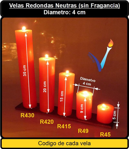 Imagen 2 de 5 de R49 - Pack 6 Velas Redonda Neutra (sin Fraganci) 4x9cm