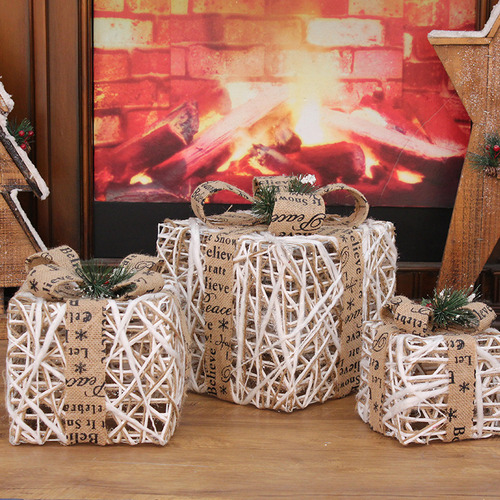 3pcs Nueva Navidad Caja De Regalo Led De Tres Piezas Set Y