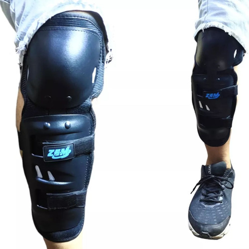 Kit Joelheiras Cotoveleira Caneleira Proteção Moto 4 Pçs Zem Preto