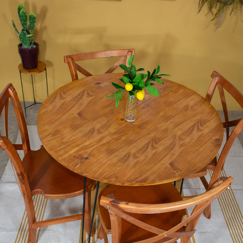 Mesa 80cm Madeira Pinus Estilo Minimalista Com Pés De Ferro