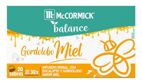 Te Balance Gordolobo Y Miel Mccormick  20 Pza