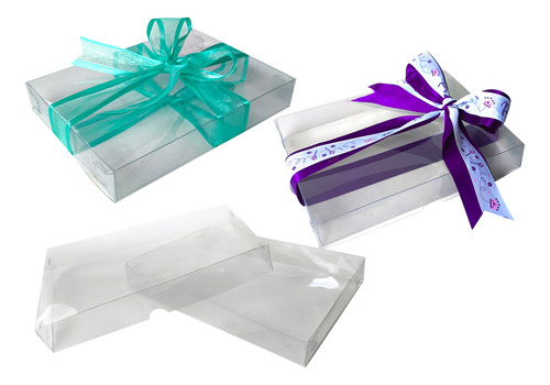 25 Cajas 20x15x5 Cms Base Y Tapa Transparente Mod 1909 Todo Transparente