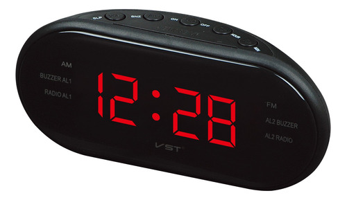 Vst Reloj Despertador Radio Pantalla Led Color Rojo 1.2  Ma