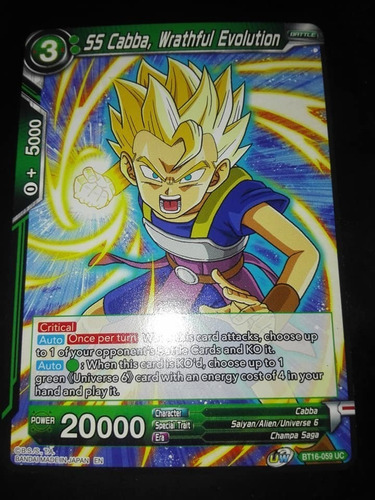 Ss Cabba, Wrathful Evolution Carta Dragon Ball Tcg