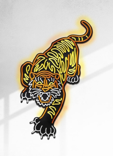 Cartel Tigre En Neón Led - Deco - Figuras - Logos - Luminoso