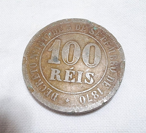 Moeda 100 Réis 1885 Brasil Com Defeito (Usado)