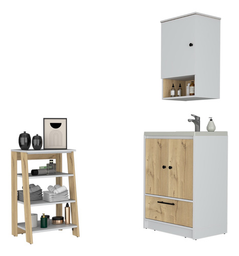 Mueb  Lavam + Mueble Optimizador + Mueble Boti - Blanco/duna