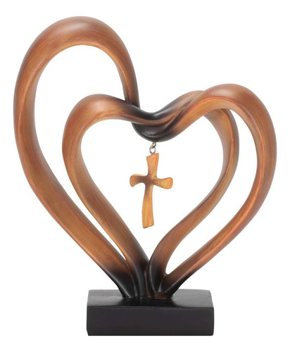 Adorno De Cruz De Jesús Con Forma De Corazón Entrelazado Par