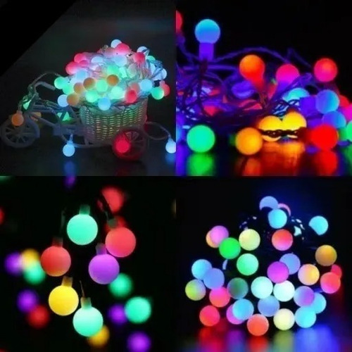 Imagen 2 de 7 de Guirnalda Solar Esfera Bolita 5 Metros 50 Led Multicolor