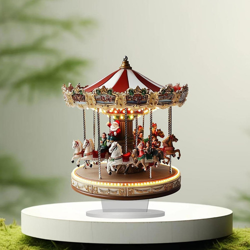 2 Placa De Acrílico Con Diseño De Carrusel De Navidad 2d,