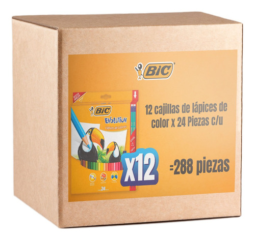 Lápices De Colores Bic Evolution Tucan 12 Packs 288 Unidades