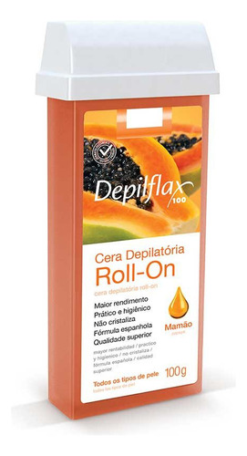 Kit C/5 Ceras Depilatória Refil Roll On Depilflax Mamão 100g