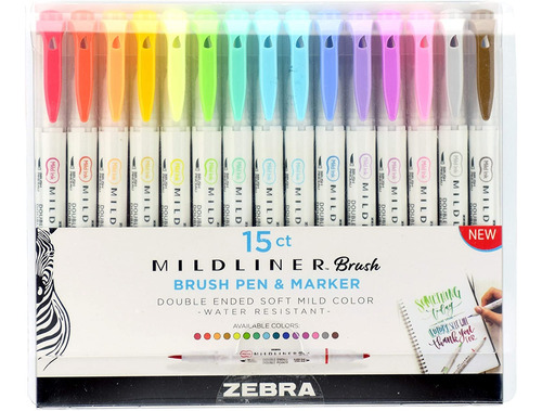 Bolígrafo Zebra Pen Mildliner De Punta Fina Con Brocha De Do