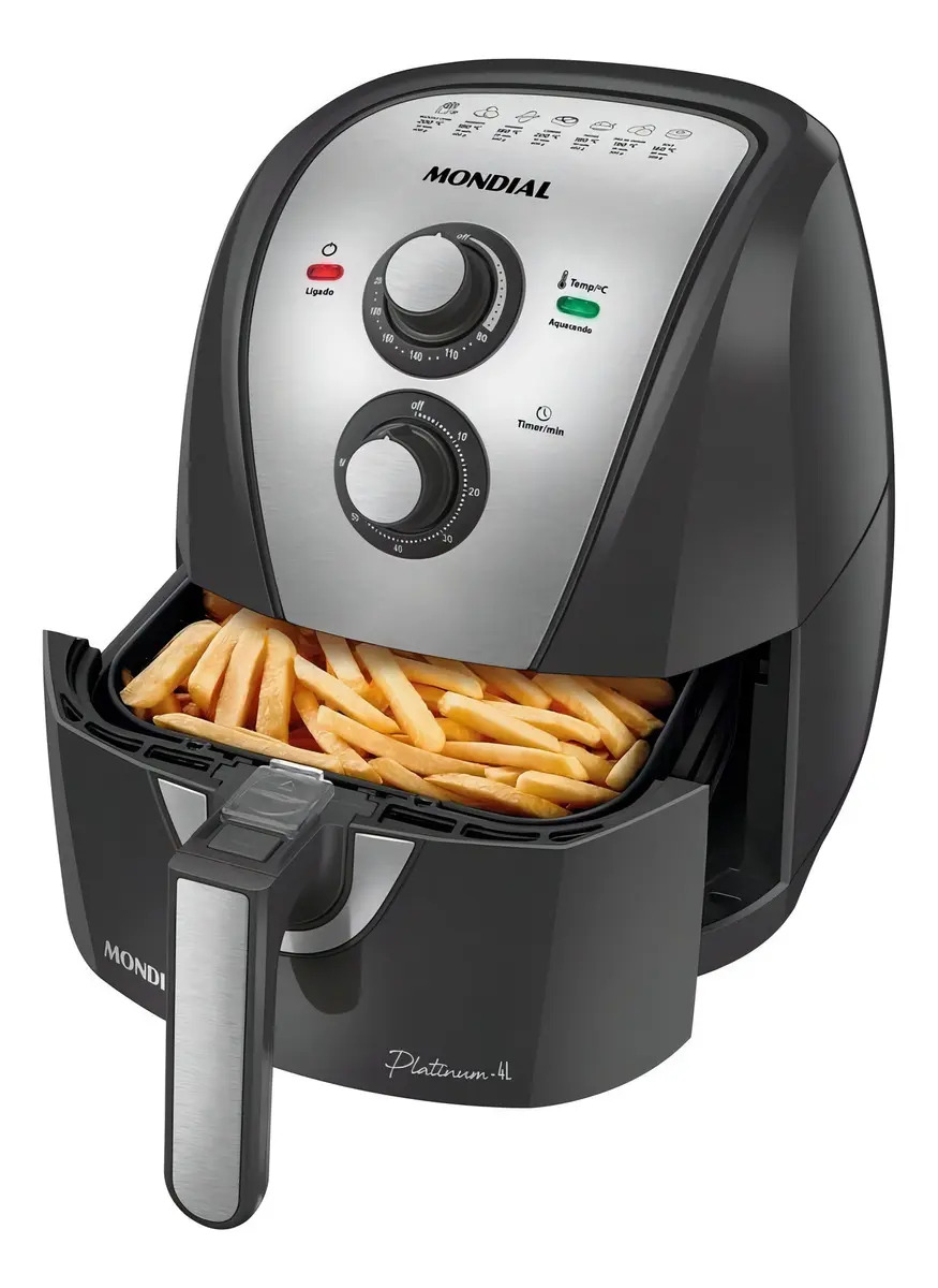 Fritadeira Sem Óleo Air Fryer 4L Mondial Grafite/Inox 1500W AFN-40-PI